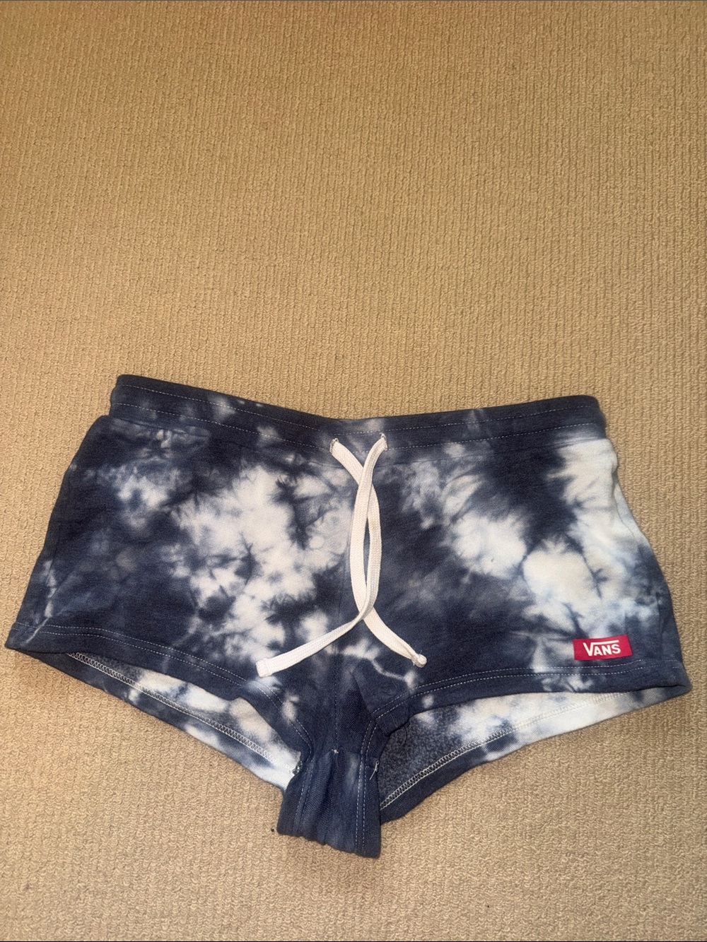 Vans Women's Navy and White Tie-Dye Drawstring Shorts